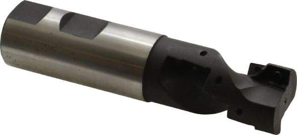 Cutting Tool Technologies - 1" Cut Diam, 1-1/2" Max Depth of Cut, 1" Shank Diam, 4-1/4" OAL, Indexable Square Shoulder Helical End Mill - APKT 1003... Inserts, Weldon Shank, 90° Lead Angle - USA Tool & Supply