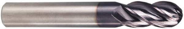 M.A. Ford - 1/2" Diam, 5/8" LOC, 4 Flute Solid Carbide Ball End Mill - ALtima Finish, Single End, 5" OAL, 1/2" Shank Diam, Spiral Flute - USA Tool & Supply