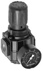 Norgren - 1/2 NPT, 300 Max Supply Pressure, Zinc Intermediate Regulator, Pressure Gauge Included - USA Tool & Supply