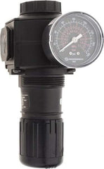 Norgren - 1/2 NPT Port, 220 CFM, Zinc Standard Regulator - 5 to 150 psi Range, 300 Max psi Supply Pressure, 1/4" Gauge Port Thread, 3.15" Wide x 6.67" High - USA Tool & Supply