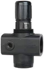 Norgren - 1-1/2 NPT Port, 440 CFM, Aluminum Heavy-Duty Regulator - 5 to 125 psi Range, 300 Max psi Supply Pressure, 1/4" Gauge Port Thread, 4-1/4" Wide x 7.09" High - USA Tool & Supply