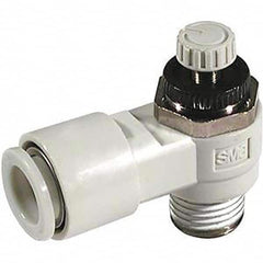 SMC PNEUMATICS - Speed & Flow Control Valves Valve Type: Flow Control Elbow Male Thread Size: R(PT) 1/8 - USA Tool & Supply