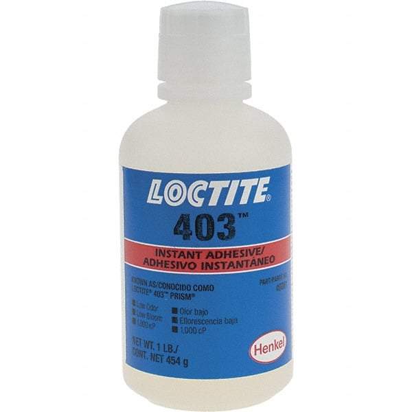 Loctite - 1 Lb Bottle Clear Instant Adhesive - Series 403, 24 hr Full Cure Time - USA Tool & Supply