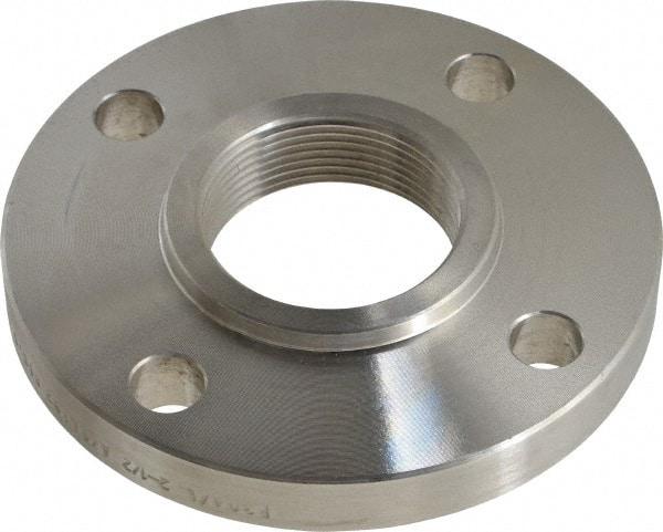 Value Collection - 2-1/2" Pipe, 7" OD, Stainless Steel, Threaded Pipe Flange - 5-1/2" Across Bolt Hole Centers, 3/4" Bolt Hole, 150 psi, Grades 304 & 304L - USA Tool & Supply