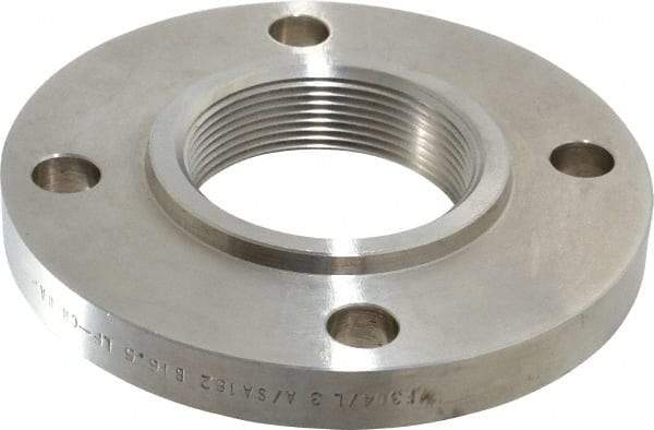 Value Collection - 3" Pipe, 7-1/2" OD, Stainless Steel, Threaded Pipe Flange - 6" Across Bolt Hole Centers, 3/4" Bolt Hole, 150 psi, Grades 304 & 304L - USA Tool & Supply