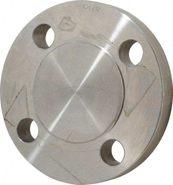 Merit Brass - 1-1/4" Pipe, 4-5/8" OD, Stainless Steel, Blind Pipe Flange - 3-1/2" Across Bolt Hole Centers, 5/8" Bolt Hole, 150 psi, Grades 304 & 304L - USA Tool & Supply