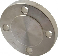 Merit Brass - 1-1/2" Pipe, 5" OD, Stainless Steel, Blind Pipe Flange - 3-7/8" Across Bolt Hole Centers, 5/8" Bolt Hole, 150 psi, Grades 304 & 304L - USA Tool & Supply