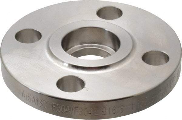 Merit Brass - 1" Pipe, 4-1/4" OD, Stainless Steel, Socket Weld Pipe Flange - 3-1/8" Across Bolt Hole Centers, 5/8" Bolt Hole, 150 psi, Grades 304 & 304L - USA Tool & Supply