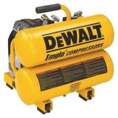 DeWALT - 1.1 HP, 3.2 CFM at 100 psi Dewalt Twin Stack Compressor - 4 Gallon Tank, 15 Amp, 125 Max psi, 120V - USA Tool & Supply