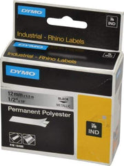 Rhino - 216" Long, Metallized Silver Polyester Metallized Tape - For DYMO Brand Labeling Equipment Designed for "D1" Tapes (Check Width Compatibility) - USA Tool & Supply