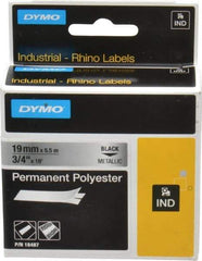 Rhino - 216" Long, Metallized Silver Polyester Metallized Tape - For DYMO Brand Labeling Equipment Designed for "D1" Tapes (Check Width Compatibility) - USA Tool & Supply