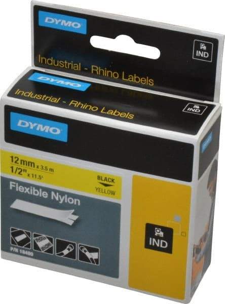 Rhino - 138" Long, Yellow Nylon Flexible Tape - For DYMO Brand Labeling Equipment Designed for "D1" Tapes (Check Width Compatibility) - USA Tool & Supply