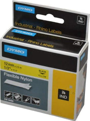 Rhino - 138" Long, Yellow Nylon Flexible Tape - For DYMO Brand Labeling Equipment Designed for "D1" Tapes (Check Width Compatibility) - USA Tool & Supply