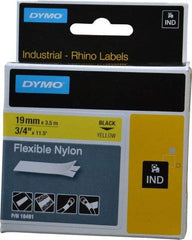 Rhino - 138" Long, Yellow Nylon Flexible Tape - For DYMO Brand Labeling Equipment Designed for "D1" Tapes (Check Width Compatibility) - USA Tool & Supply