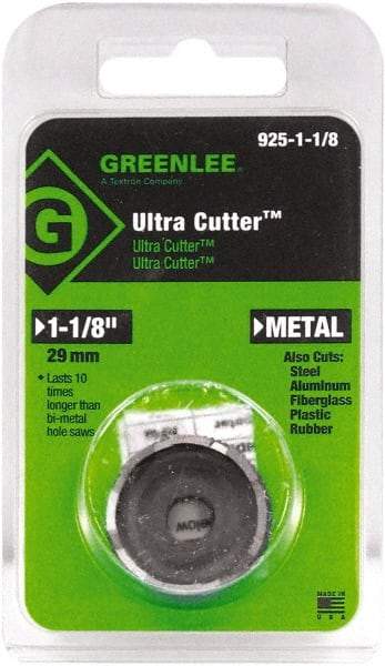 Greenlee - 1-1/8" Diam, 0.53" Cutting Depth, Hole Saw - High Speed Steel Saw, Toothed Edge - USA Tool & Supply