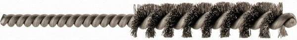 Brush Research Mfg. - 5/16" Diam Helical Stainless Steel Tube Brush - 0.004" Filament Diam, 1-1/2" Brush Length, 3" OAL, 1/8" Diam Shank - USA Tool & Supply