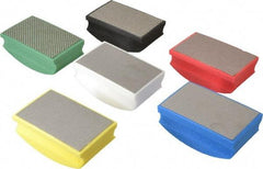 AMPLEX - Medium, Fine, Very Fine, Ultra Fine & Super Fine Grade, 60, 120, 200, 400, 800 & 1800 Grit, Diamond Hand Pad - Black, Blue, Green, Red, White & Yellow, 2-1/8" Wide x 3-1/2" Long x 1-1/2" Thick, Coated - USA Tool & Supply
