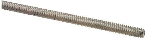 Value Collection - #10-24 UNC (Coarse), 2' Long, Low Carbon Steel Threaded Rod - Zinc-Plated Finish, Right Hand Thread - USA Tool & Supply