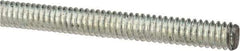 Made in USA - 1/4-20 UNC (Coarse), 2' Long, Low Carbon Steel Threaded Rod - Zinc-Plated Finish, Right Hand Thread - USA Tool & Supply