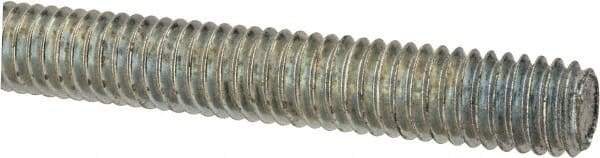 Made in USA - 3/8-16 UNC (Coarse), 2' Long, Low Carbon Steel Threaded Rod - Zinc-Plated Finish, Right Hand Thread - USA Tool & Supply