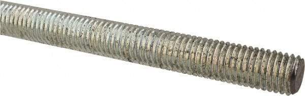 Made in USA - 5/8-11 UNC (Coarse), 2' Long, Low Carbon Steel Threaded Rod - Zinc-Plated Finish, Right Hand Thread - USA Tool & Supply