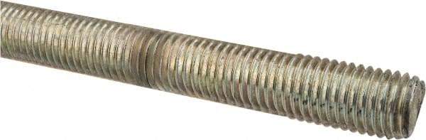 Made in USA - 3/4-10 UNC (Coarse), 2' Long, Low Carbon Steel Threaded Rod - Zinc-Plated Finish, Right Hand Thread - USA Tool & Supply