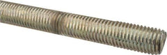 Made in USA - 3/4-10 UNC (Coarse), 2' Long, Low Carbon Steel Threaded Rod - Zinc-Plated Finish, Right Hand Thread - USA Tool & Supply