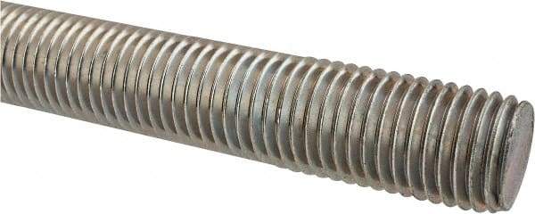 Made in USA - 1-8 UNC (Coarse), 2' Long, Low Carbon Steel Threaded Rod - Zinc-Plated Finish, Right Hand Thread - USA Tool & Supply