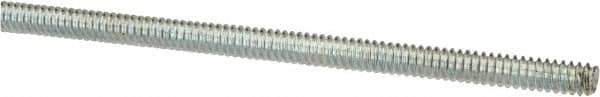 Value Collection - #6-32 UNC (Coarse), 3' Long, Low Carbon Steel Threaded Rod - Zinc-Plated Finish, Right Hand Thread - USA Tool & Supply