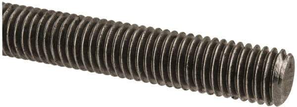Made in USA - 9/16-12 UNC (Coarse), 2' Long, Low Carbon Steel Threaded Rod - Oil Finish Finish, Right Hand Thread - USA Tool & Supply
