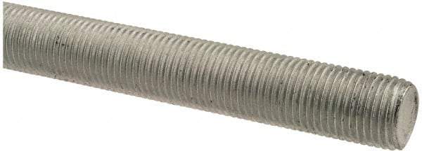 Made in USA - 1/2-20 UNF (Fine), 2' Long, Low Carbon Steel Threaded Rod - Zinc-Plated Finish, Right Hand Thread - USA Tool & Supply