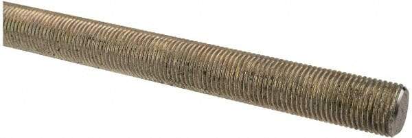 Made in USA - 9/16-18 UNF (Fine), 2' Long, Low Carbon Steel Threaded Rod - Zinc-Plated Finish, Right Hand Thread - USA Tool & Supply