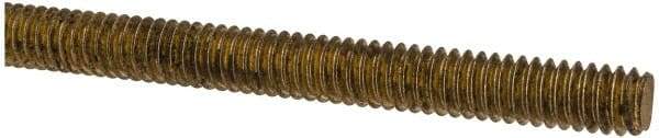 Made in USA - 1/4-20 UNC (Coarse), 2' Long, Brass Threaded Rod - Right Hand Thread - USA Tool & Supply