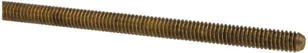 Made in USA - #8-32 UNC (Coarse), 3' Long, Brass Threaded Rod - Right Hand Thread - USA Tool & Supply