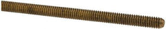 Made in USA - #8-32 UNC (Coarse), 3' Long, Brass Threaded Rod - Right Hand Thread - USA Tool & Supply