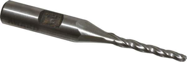 Made in USA - 1° Taper Angle per Side, 1/8" Small End Diam, 1" LOC, High Speed Steel 3 Flute Tapered Ball End Mill - 2-7/8" OAL, 3/8" Shank Diam - USA Tool & Supply