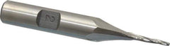 Made in USA - 2° Taper Angle per Side, 1/16" Small End Diam, 1/2" LOC, High Speed Steel 3 Flute Tapered Ball End Mill - 2-5/8" OAL, 3/8" Shank Diam - USA Tool & Supply