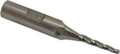 Made in USA - 2° Taper Angle per Side, 3/32" Small End Diam, 3/4" LOC, High Speed Steel 3 Flute Tapered Ball End Mill - 2-1/2" OAL, 3/8" Shank Diam - USA Tool & Supply