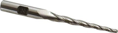 Made in USA - 2° Taper Angle per Side, 1/8" Small End Diam, 2" LOC, High Speed Steel 3 Flute Tapered Ball End Mill - 3-7/8" OAL, 3/8" Shank Diam - USA Tool & Supply