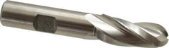 Made in USA - 2° Taper Angle per Side, 1/2" Small End Diam, 1-1/4" LOC, High Speed Steel 3 Flute Tapered Ball End Mill - 3-1/8" OAL, 1/2" Shank Diam - USA Tool & Supply