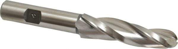 Made in USA - 2° Taper Angle per Side, 1/2" Small End Diam, 2-1/4" LOC, High Speed Steel 3 Flute Tapered Ball End Mill - 4-1/4" OAL, 1/2" Shank Diam - USA Tool & Supply