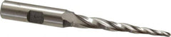 Made in USA - 3° Taper Angle per Side, 1/8" Small End Diam, 2-1/2" LOC, High Speed Steel 3 Flute Tapered Ball End Mill - 4-1/2" OAL, 1/2" Shank Diam - USA Tool & Supply