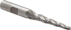 Made in USA - 3° Taper Angle per Side, 3/16" Small End Diam, 2" LOC, High Speed Steel 3 Flute Tapered Ball End Mill - 4-1/8" OAL, 1/2" Shank Diam - USA Tool & Supply