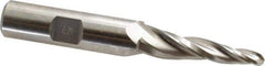 Made in USA - 5° Taper Angle per Side, 3/16" Small End Diam, 1-1/2" LOC, High Speed Steel 3 Flute Tapered Ball End Mill - 3-1/8" OAL, 1/2" Shank Diam - USA Tool & Supply