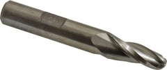 Made in USA - 5° Taper Angle per Side, 1/4" Small End Diam, 3/4" LOC, High Speed Steel 3 Flute Tapered Ball End Mill - 2-1/2" OAL, 3/8" Shank Diam - USA Tool & Supply