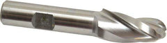 Made in USA - 5° Taper Angle per Side, 1/2" Small End Diam, 1-1/4" LOC, High Speed Steel 3 Flute Tapered Ball End Mill - 3-1/8" OAL, 1/2" Shank Diam - USA Tool & Supply