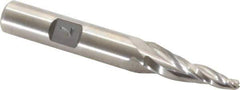 Made in USA - 7° Taper Angle per Side, 1/8" Small End Diam, 1" LOC, High Speed Steel 3 Flute Tapered Ball End Mill - 2-7/8" OAL, 3/8" Shank Diam - USA Tool & Supply