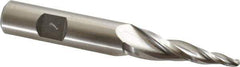 Made in USA - 7° Taper Angle per Side, 1/8" Small End Diam, 1-1/2" LOC, High Speed Steel 3 Flute Tapered Ball End Mill - 3-1/4" OAL, 1/2" Shank Diam - USA Tool & Supply