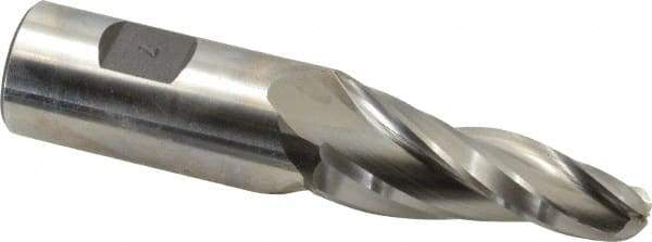 Made in USA - 7° Taper Angle per Side, 1/2" Small End Diam, 2-1/4" LOC, High Speed Steel 3 Flute Tapered Ball End Mill - 4-3/4" OAL, 1" Shank Diam - USA Tool & Supply