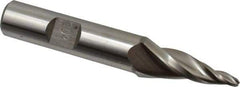 Made in USA - 10° Taper Angle per Side, 1/8" Small End Diam, 1-1/4" LOC, High Speed Steel 3 Flute Tapered Ball End Mill - 3-1/8" OAL, 1/2" Shank Diam - USA Tool & Supply